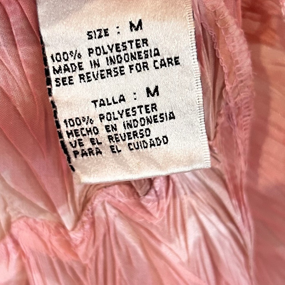 Vtg Y2K Fairy Pink Floral Top Sz M Ethereal Crinkle Sharkbite Hem Whimsical - Picture 8 of 14